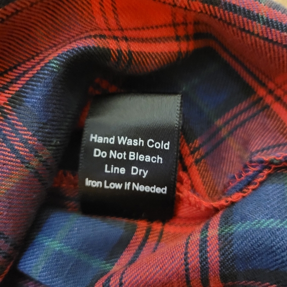 Blu Pepper Button-Down Shirt Dress in Red and Navy Blue Plaid & Matching Belt - Picture 7 of 7